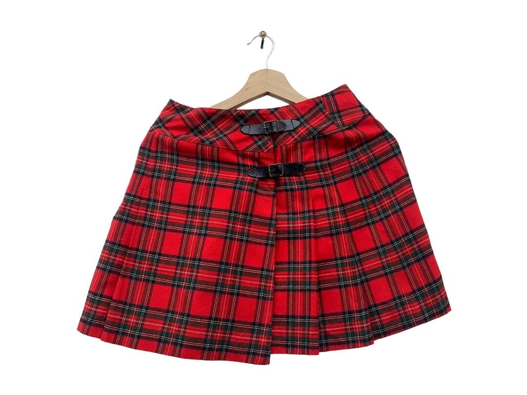 Aline Pleated Plaid Mini Skirts Pretty Red Colour Skirts High Waist