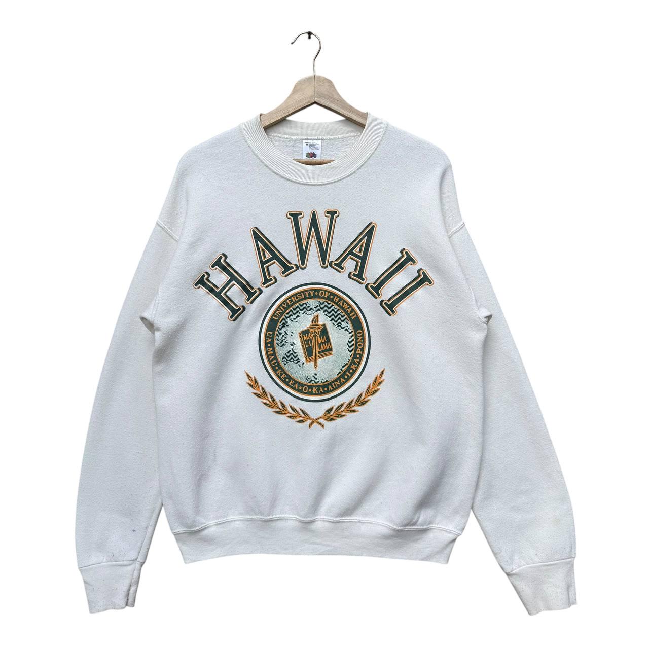 トップス 70s VTG HAWAII UNIVERSITY SWEAT SHIRT Vintage Hawaii University White Sweatshirt Fruit of the Loom