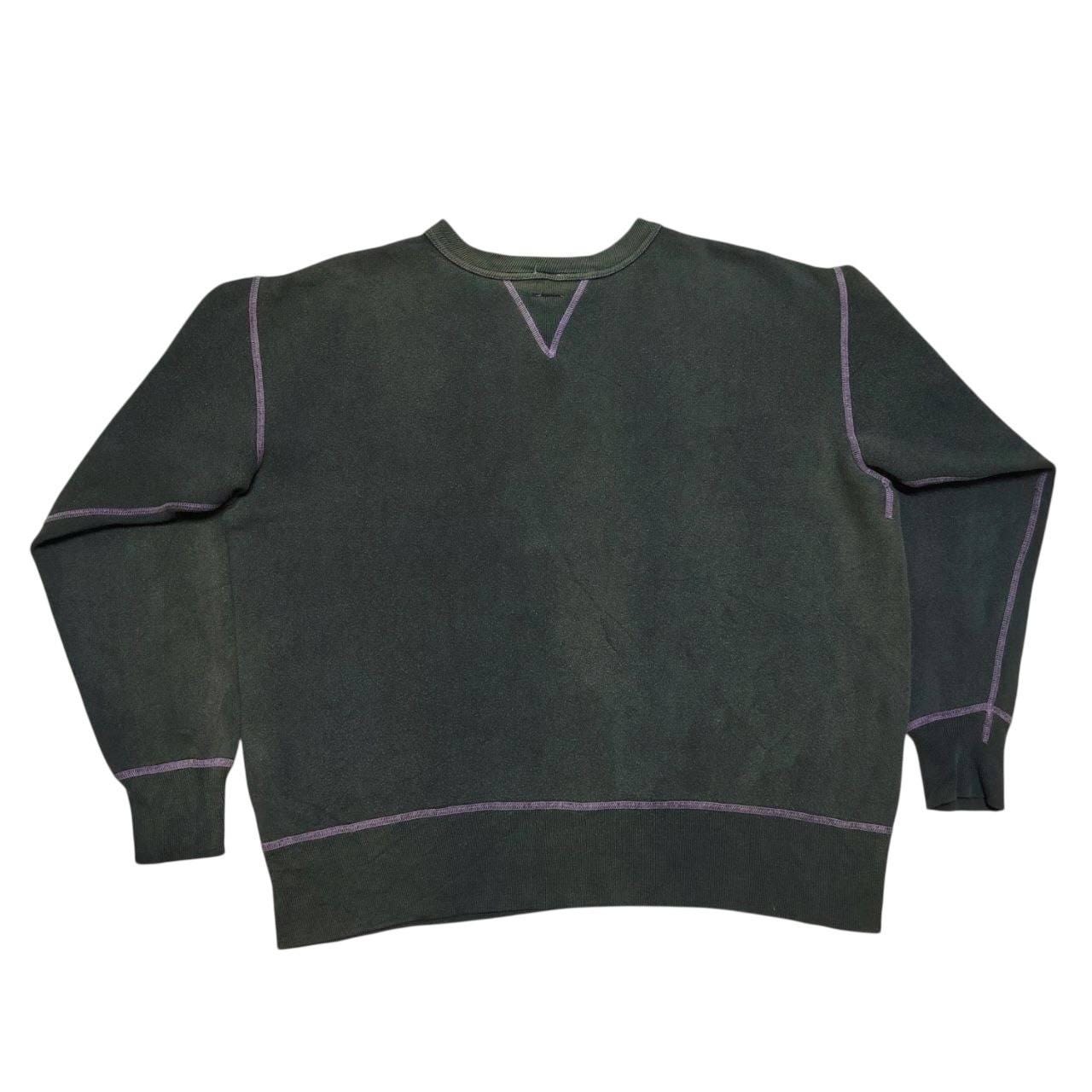 Fullcount, Vintage Fullcount Japanese Brand Crewneck Sweatshirt Made In USA 80s 90s Olive Green Contrast Stitch Pullover Unisex