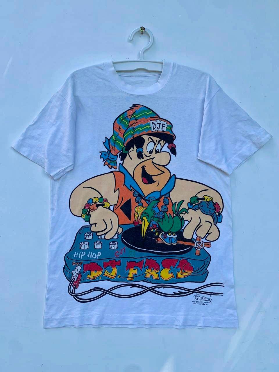 Vintage 1993 the Flintstones DJ Fred Bedrock Hip Hop Tshirt 90s