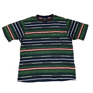 Vintage Pringle All Over Print Graphic Striped Cotton Tshirt Summer Loose 90s Vintage Clothing Retro Style Aesthetic Tee Shirt