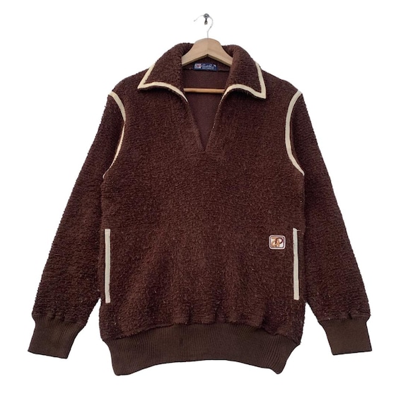Vintage Arnold Palmer Renown Fleece Sweater,medium Size,dark Brown 