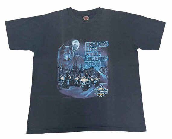 Vintage 1991 Harley Davidson T Shirt Legends Live Where Legends