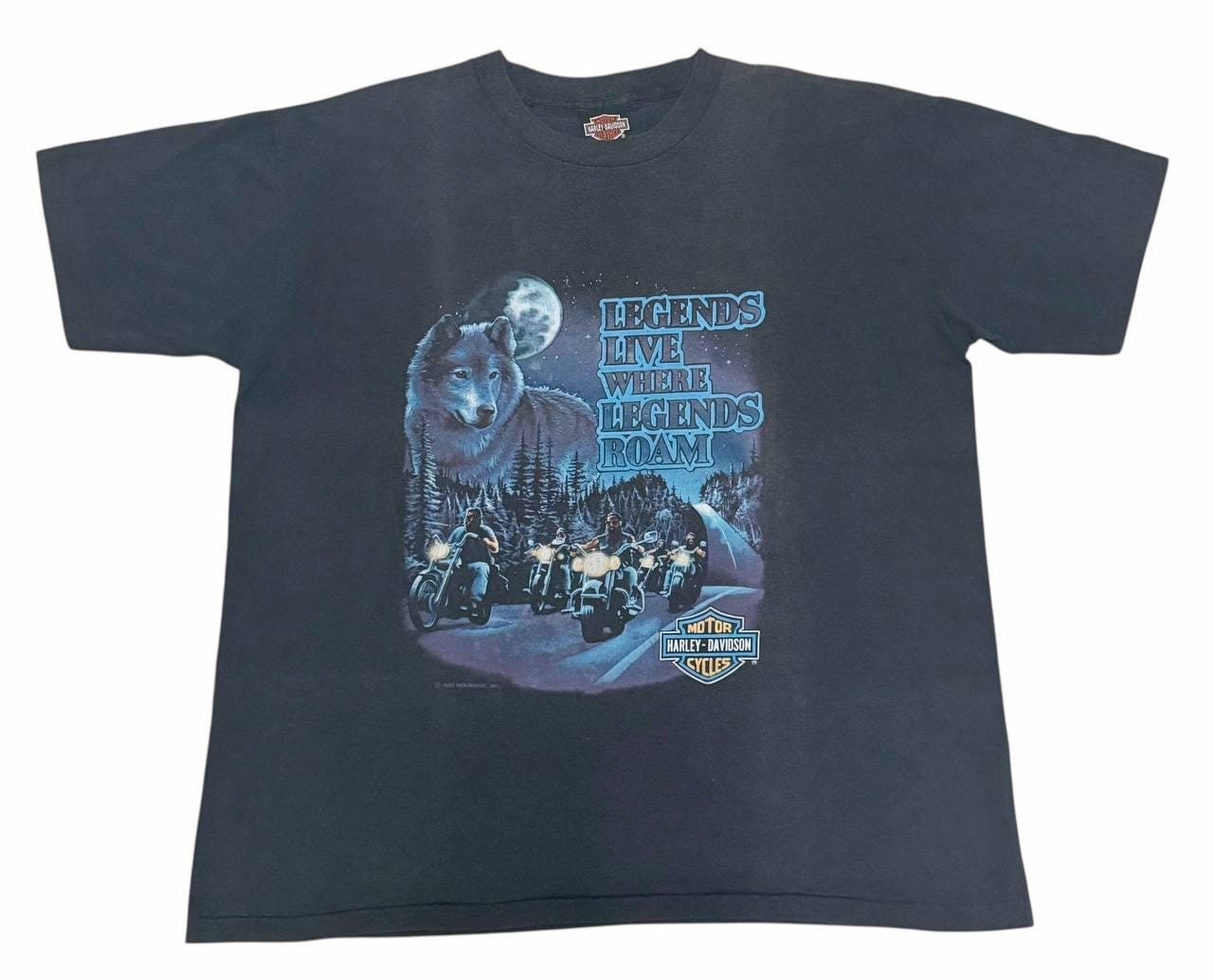 Vintage 1991 Harley Davidson T Shirt Legends Live Where Legends