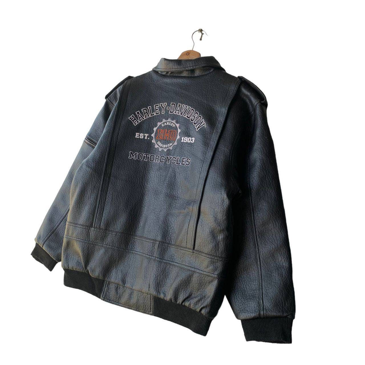 Vintage PU Leather Harley Davidson Motorcycles Jacket Embroidered 