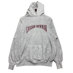 Vintage 70s Carson-Newman College Hoodie Sweatshirt Gray Pullover Kangaroo Pocket,Made In USA