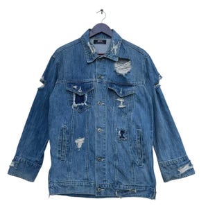 Vintage BACKS Jeansjacke,zerrissene Jeansjacke