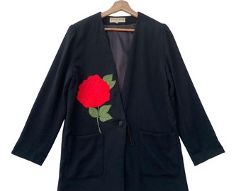 Vintage Hanae Mori Woman Blazer,Medium Size,Black Color,Japanese Brand,Japanese Designer