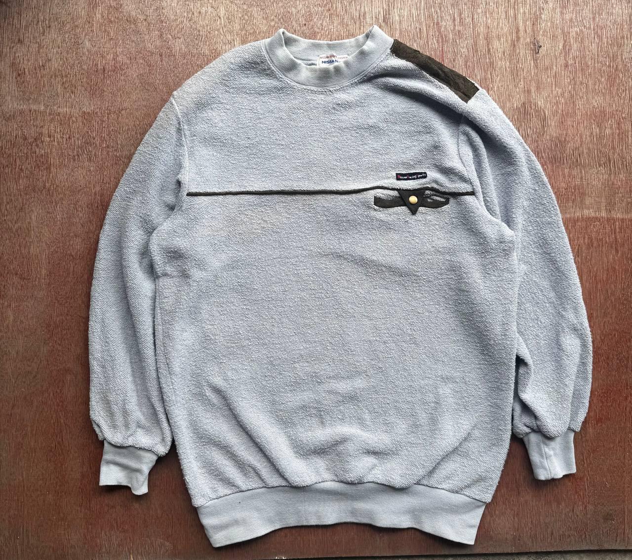 Vintage Nissan Racing Sports Sweatshirt Gray Cotton Crewneck Automotive Branded Pullover Retro Car Enthusiast Streetwear Unisex