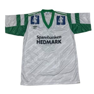 Vintage 80s Norwegian Football Jersey Adidas Sparebanken Hedmark Soccer Shirt Number 9 Retro Sports Collectible Norway Team Kit