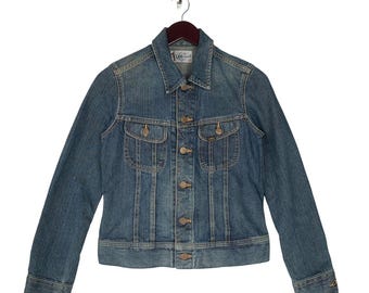Vtg 80s Lee PATD-153438 Blue Denim Trucker Jacket Made in USA 40R