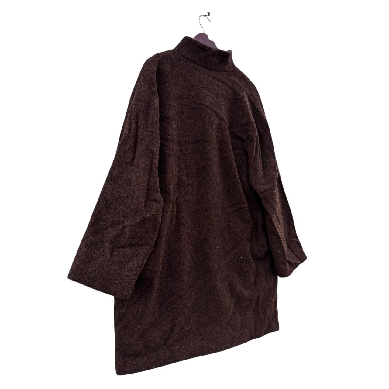 Vintage Adolfo Dominguez Wool Long Coat 90s Minimalist Brown