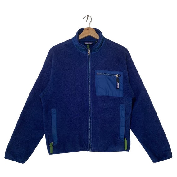 Vintage Patagonia Fleece Sweater Jacket Size 8 Blue Color Made - Etsy