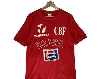 Vintage 70s Topper CBF Brasil Tshirt,Brazilian Football Confederation,70s Graphic Tee Shirt,Retro Style Outfits,70s Classic Clothing
