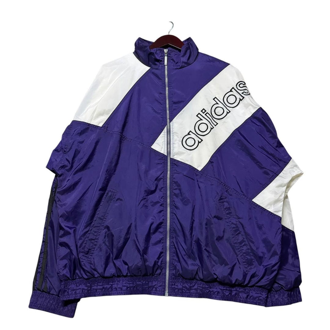 Vintage 90s Adidas Originals Purple Windbreaker Jacket With White