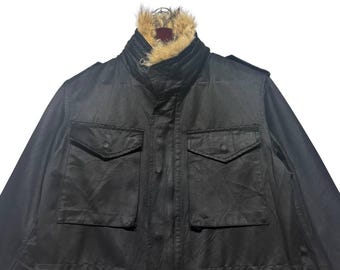 Vintage CABANE De ZUCCA Military Field Jacket Black Multi Pocket