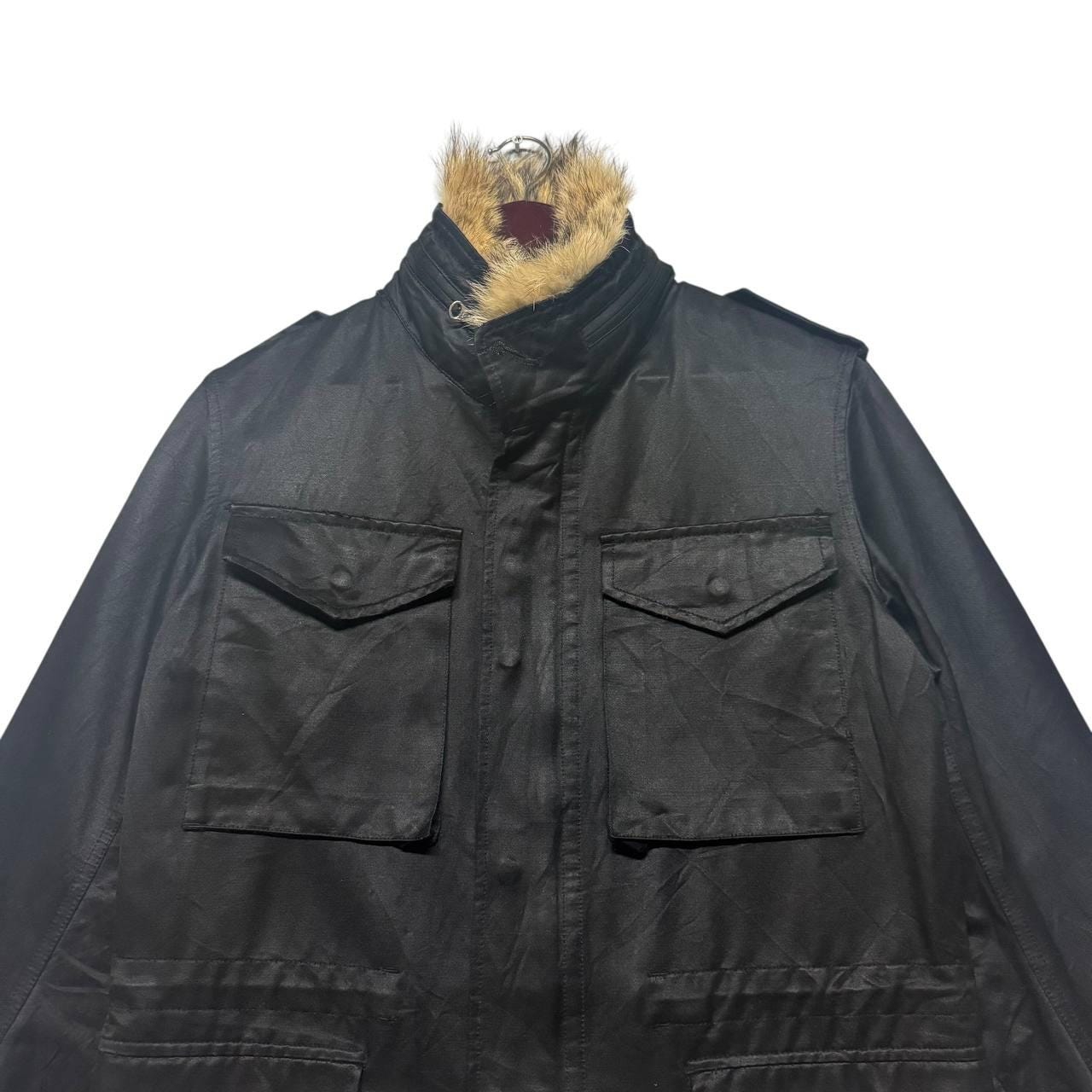 Vintage CABANE De ZUCCA Military Field Jacket Black Multi Pocket