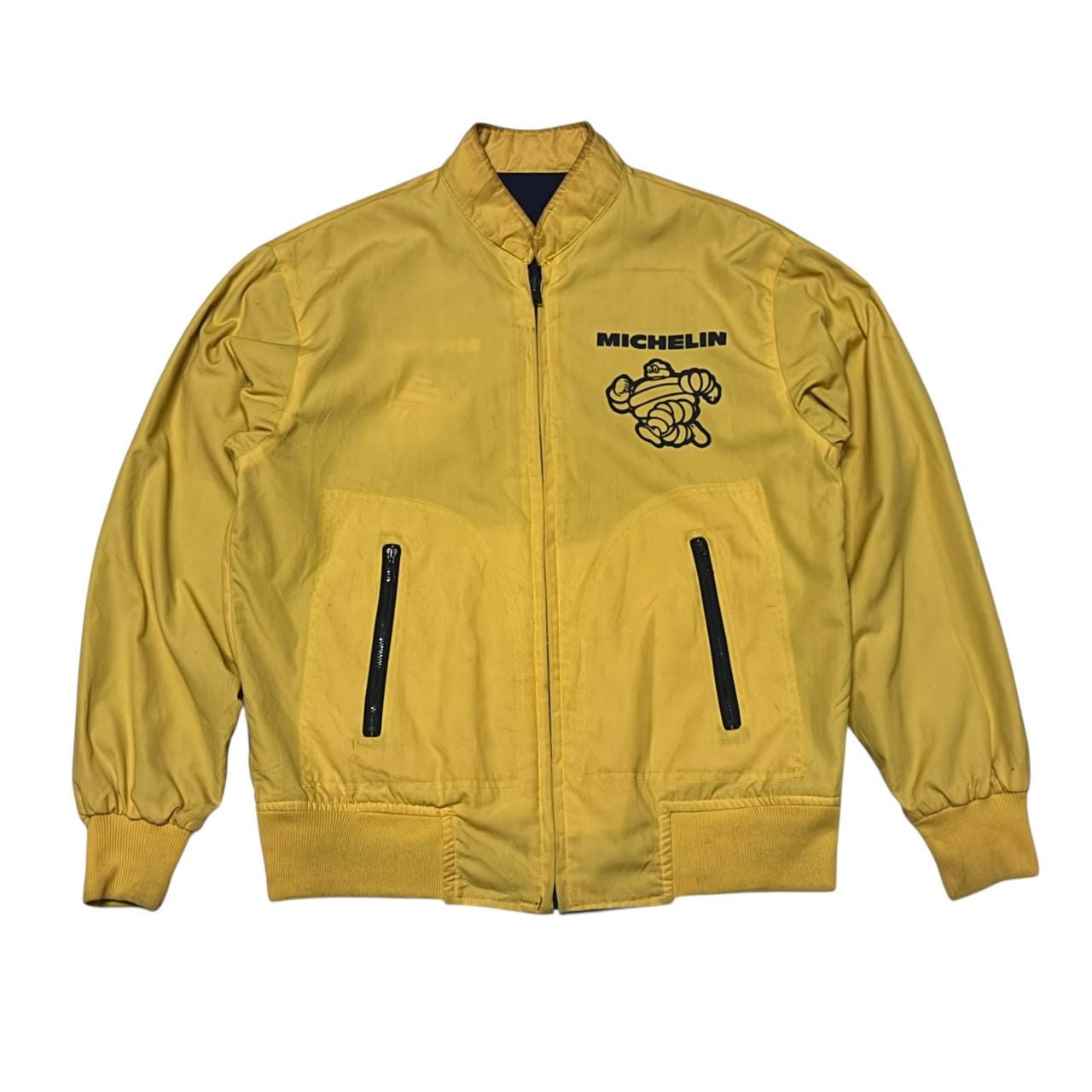 Vintage 90s Michelin Reversible Racing Jacket Blue Yellow Unisex 