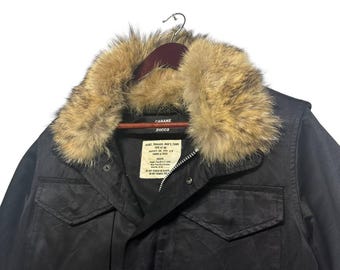 Vintage CABANE De ZUCCA Military Field Jacket Black Multi Pocket