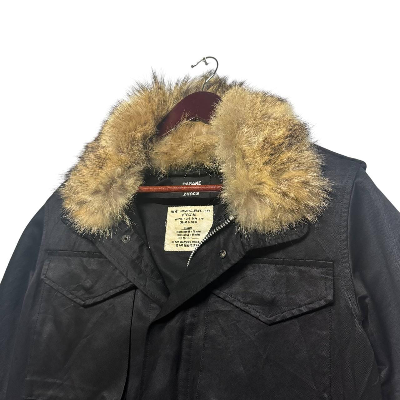 Vintage CABANE De ZUCCA Military Field Jacket Black Multi Pocket 