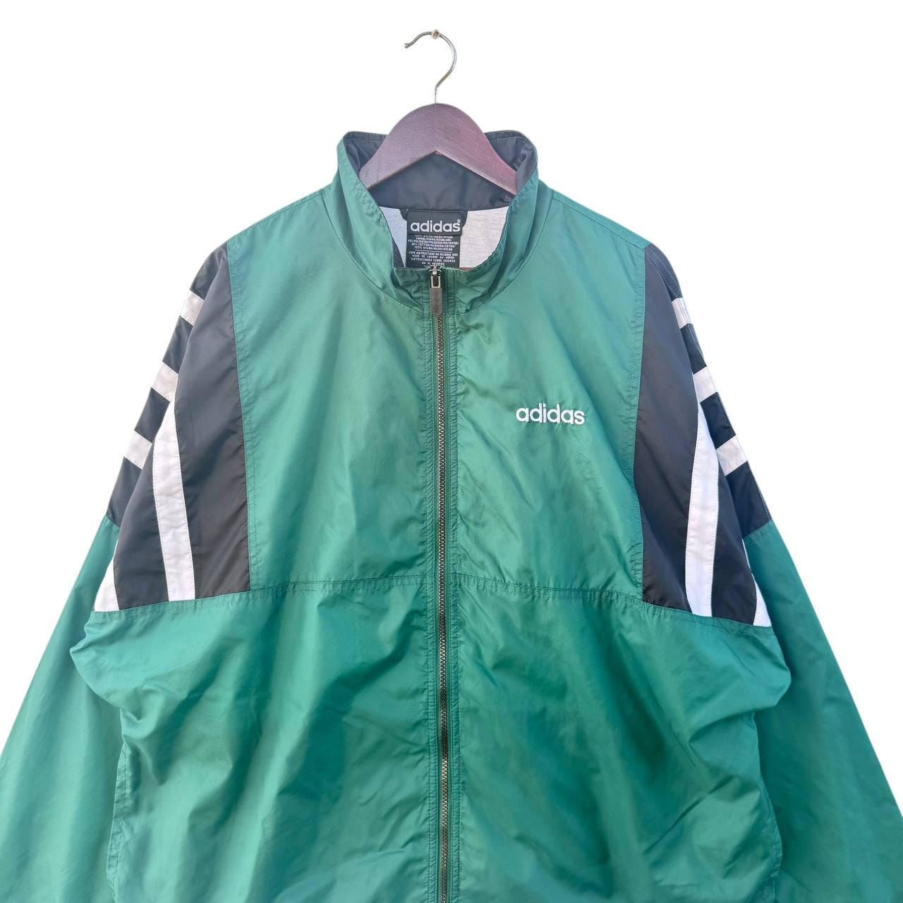 Vintage Adidas Green Windbreaker Jacket 90s Track Style Retro