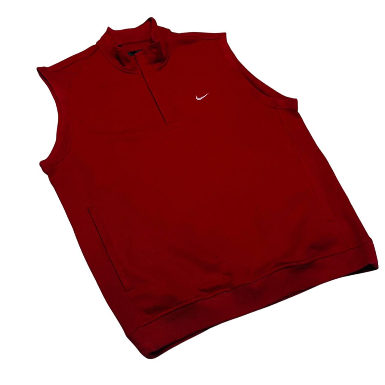 Vintage Nike Golf Sleeveless Mens Sweater Vest Red Half Zip Y2K