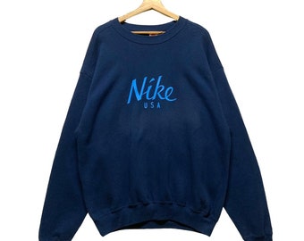 Vintage 90s Nike Sweatshirt, Blue Spellout Crewneck, Large - Etsy