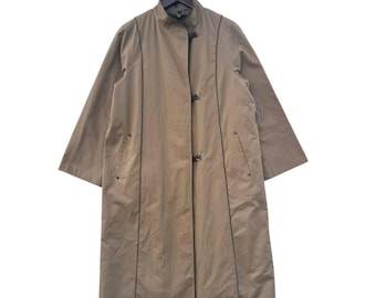 Vintage 80s Ramosport Trench Coat With Removable Fur Lining Khaki Brown Long Coat Winter Outerwear Minimalist Style