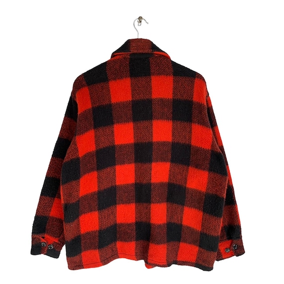 80s Vintage Melton Buffalo Plaid Wool Jacket,medium Size,red and