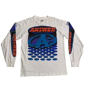 Vintage Answer Racing Motocross Long Sleeve Tshirt Large Size Made In USA Vintage Clothing Graphic Tee Shirt