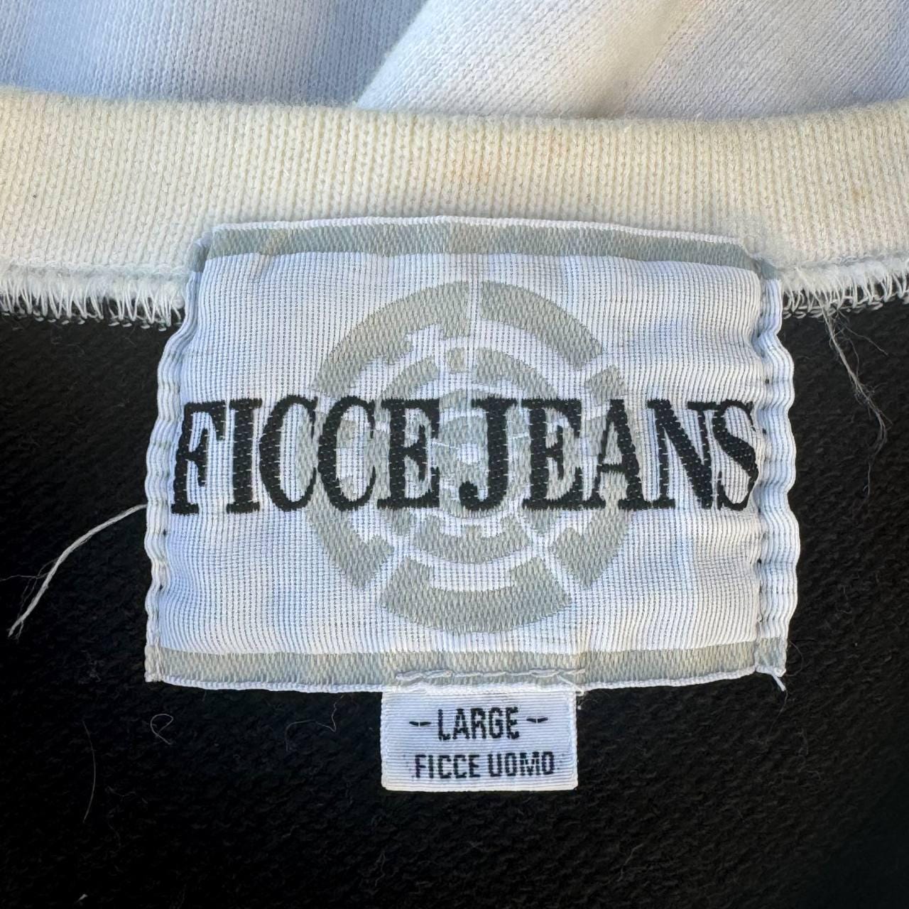 Vintage Ficce Jeans Uomo Sweatshirt: 90s Black & White Logo, Made 