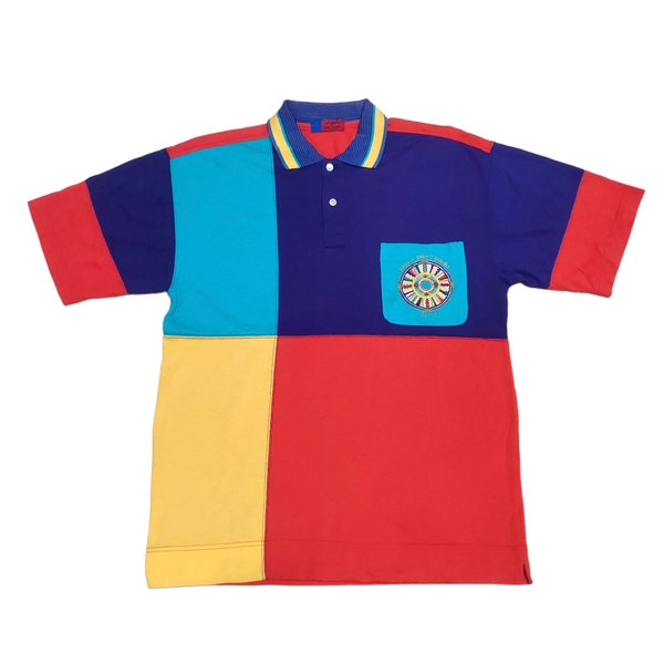 Vintage Ungaro pour l'homme Paris Polo Shirt,Graphic Shirt,Medium Size,Multicolor,Summer Loose Shirt,Collar Shirt,Mens Shirt,Streetwear