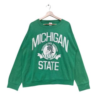Vintage Michigan State University Spartans Green Pullover Sweatshirt 90s Crewneck Michigan State University Merch
