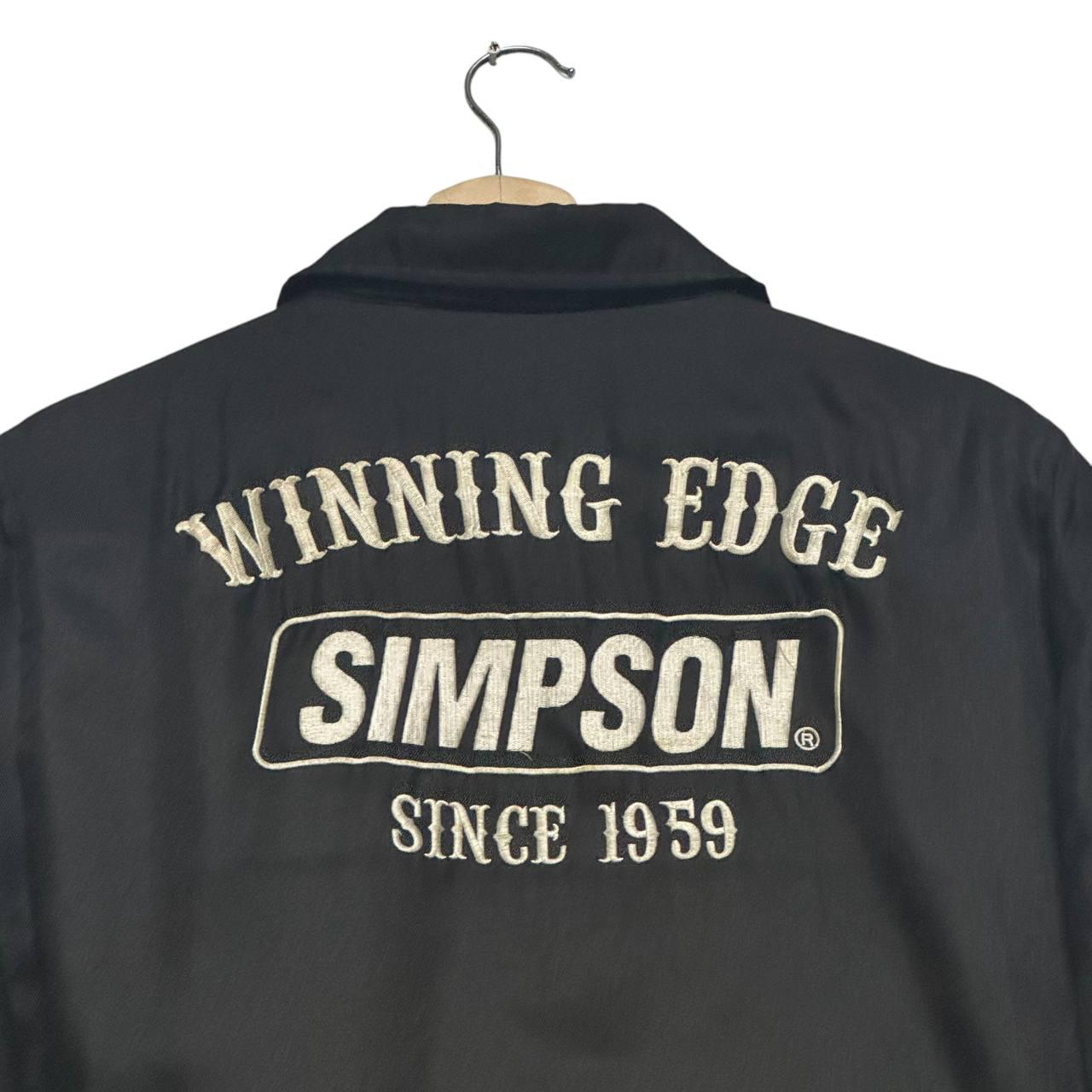 Vintage Simpson Racing Bomber Jacket Black Mens,winning Edge Since