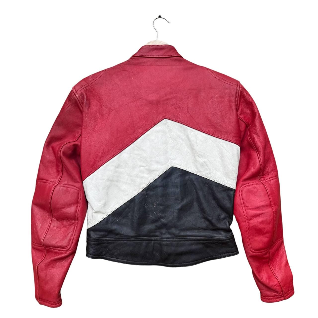 Vintage 80s Honda Racing Leather Jacket Red White Black Bold'or