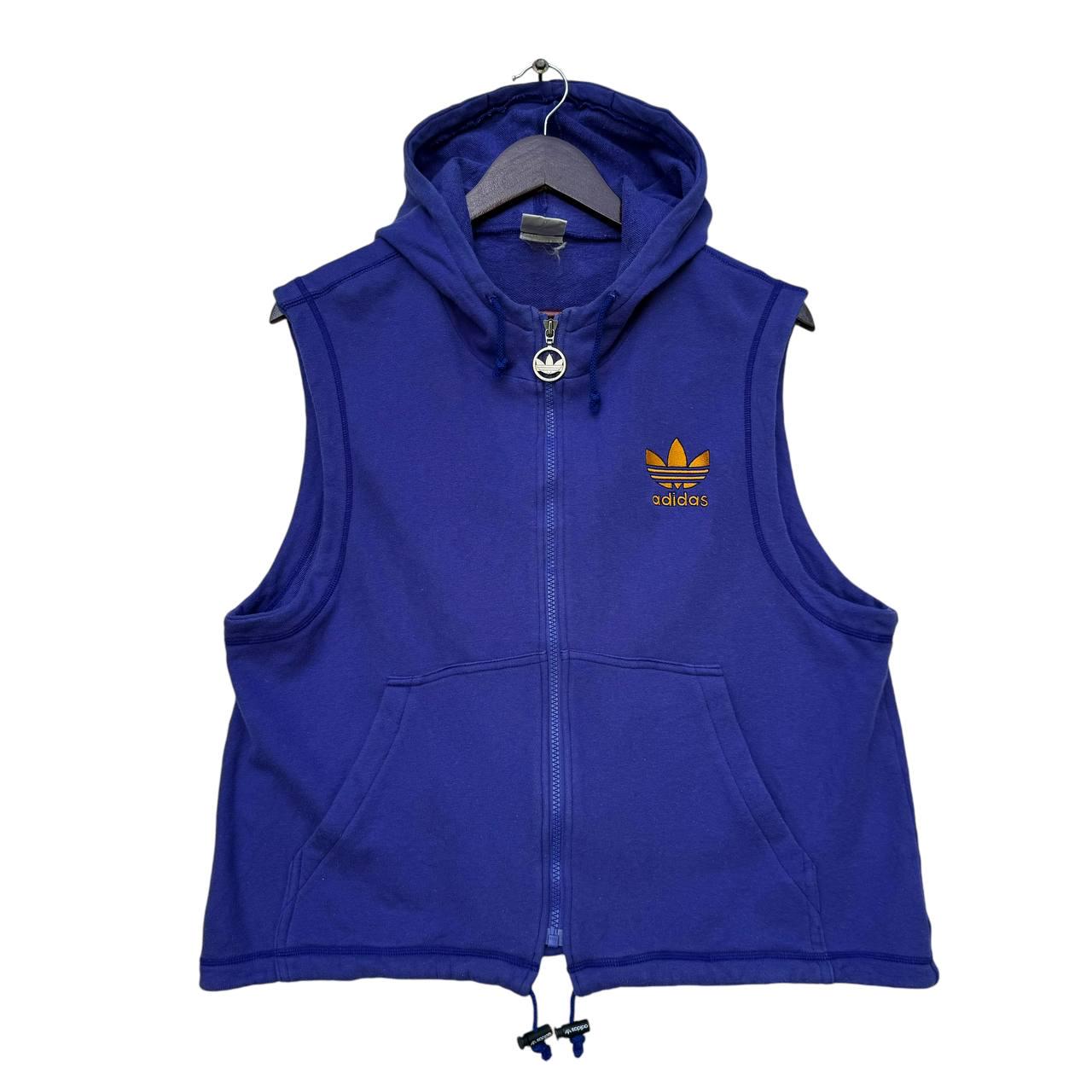 Vintage Adidas Trefoil Logo Blue Sleeveless Sweats Hoodie