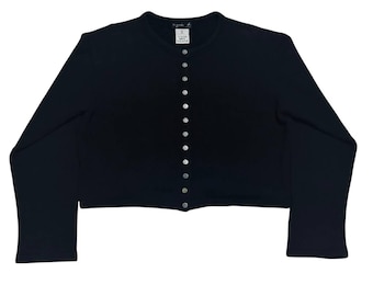 Vintage Agnes B. Polka Dot Snap Cardigan Size 3 | Navy Blue