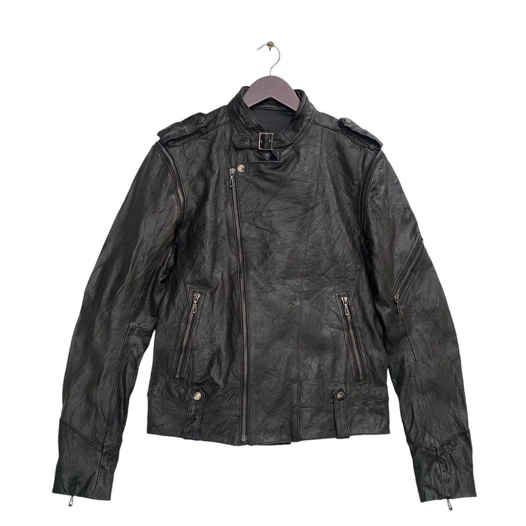 TETE HOMME 6 襟付き 牛革 レザージャケット 黒 y2k アメカジ TETE HOMME 6 襟付き 牛革 レザージャケット 黒 y2k アメカジ