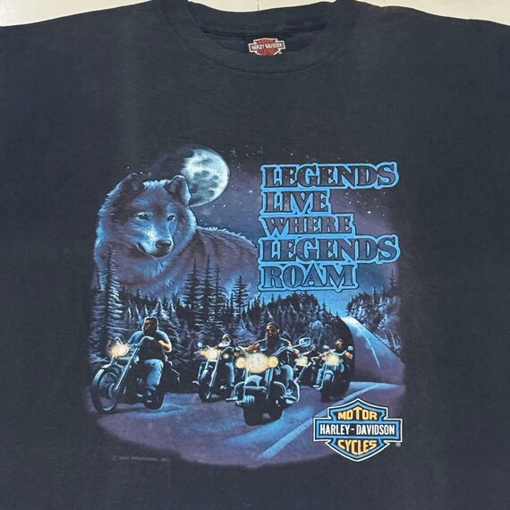 Vintage 1991 Harley Davidson T Shirt Legends Live Where Legends