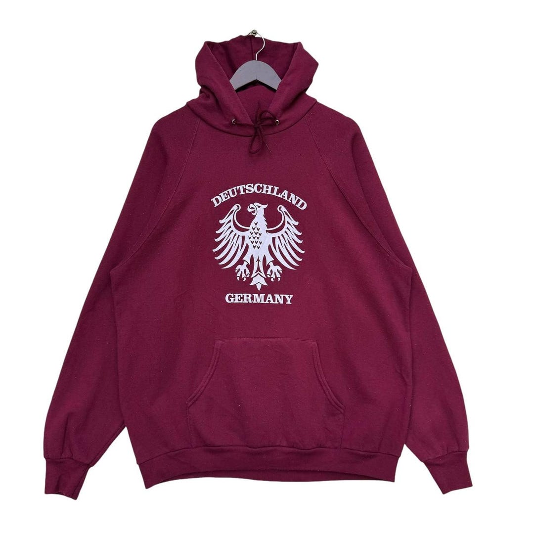 Vintage Maroon Deutschland Deutschland Hoodie mit Adler Emblem