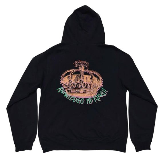 トップス Stussy Crown Zip Hoodie Size L Vintage Stussy Zip Hoodie Crown Graphic Y2K Streetwear Black