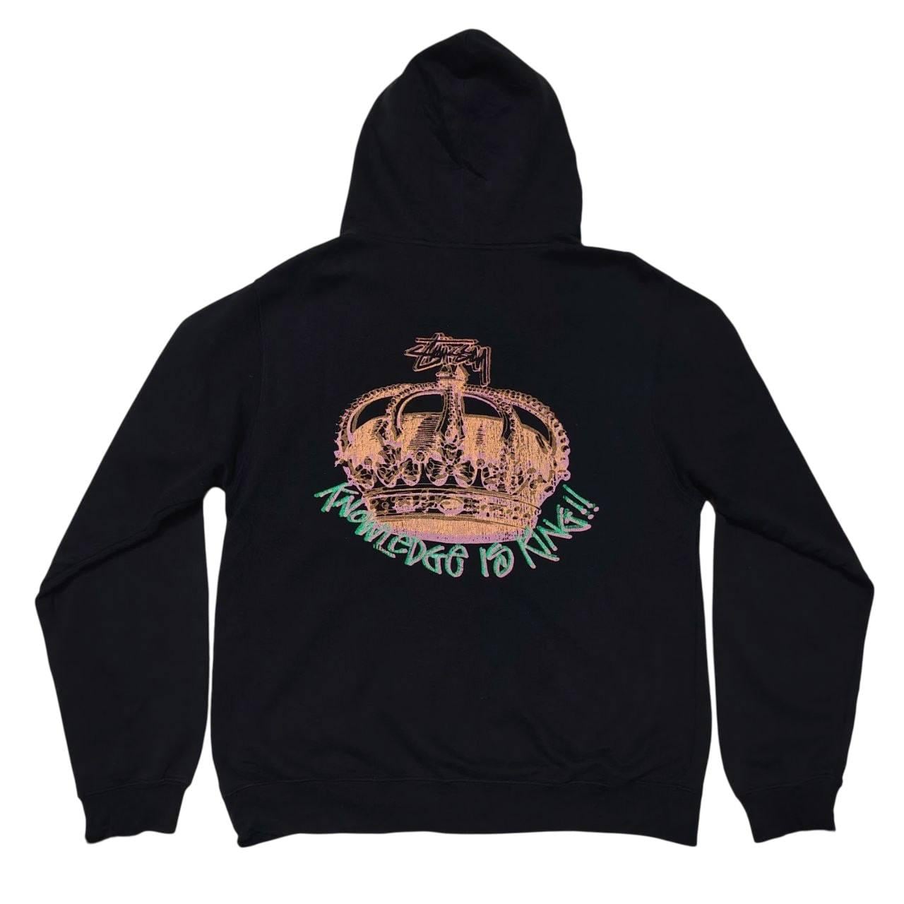 Vintage Stussy Zip Hoodie Crown Graphic Y2K Streetwear Black