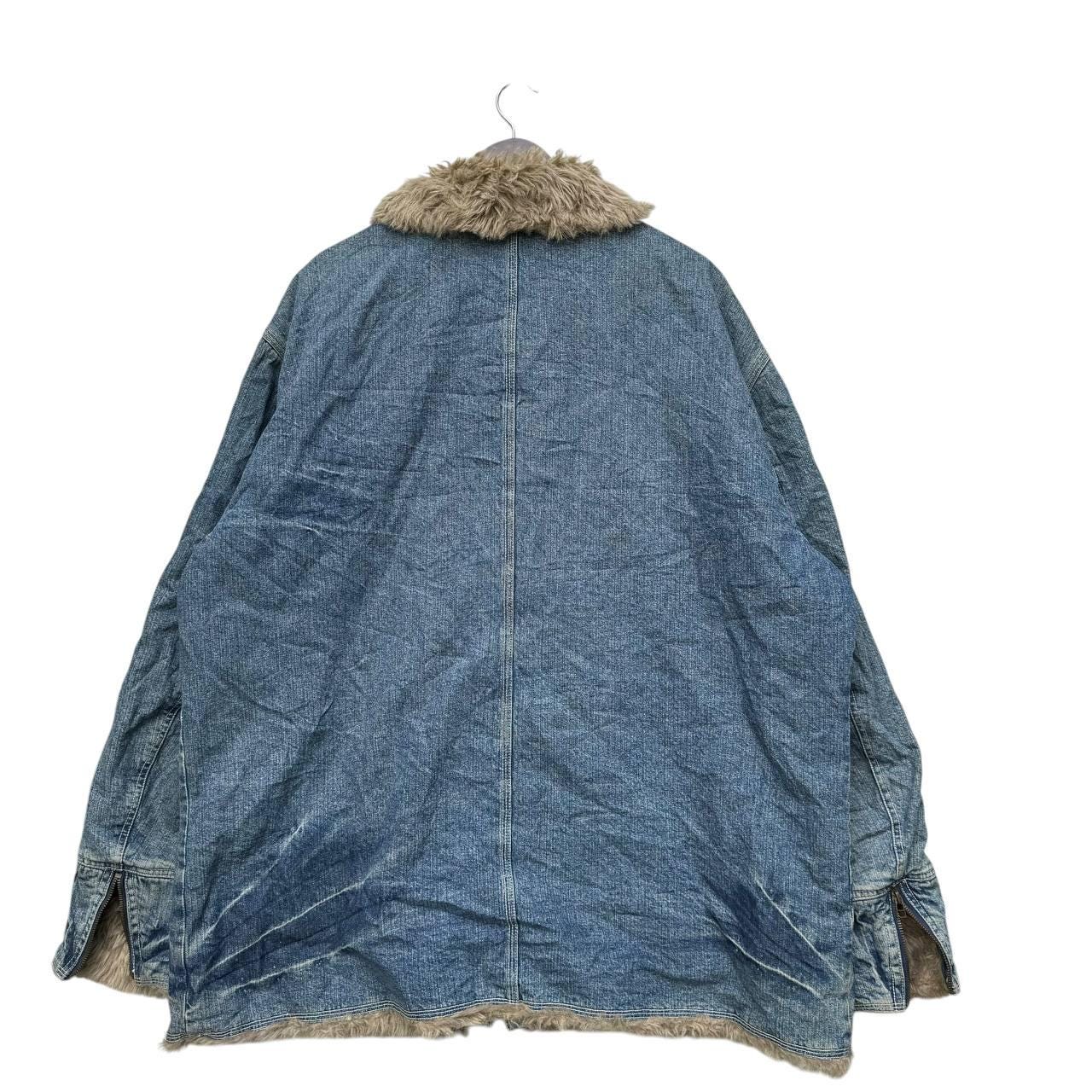 最安価！Avirex denim docking flight jacket Vintage AVIREX Denim Flight Jacket With Faux Fur Collar