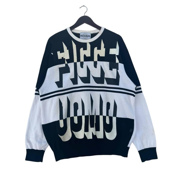 Vintage Ficce Jeans Uomo Sweatshirt: 90s Black & White Logo, Made 