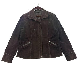 Vintage 90s Linea Urbano Corduroy Women Blazer : Brown Minimalist Structured Outerwear Size 42