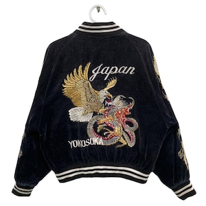 Nice Design Black Sukajan Souvenir Bomber Jackets Japanese Style