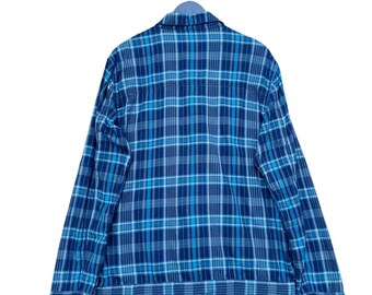 Vintage Stussy Blue Plaid Button up Lightweight Jacket,checkered
