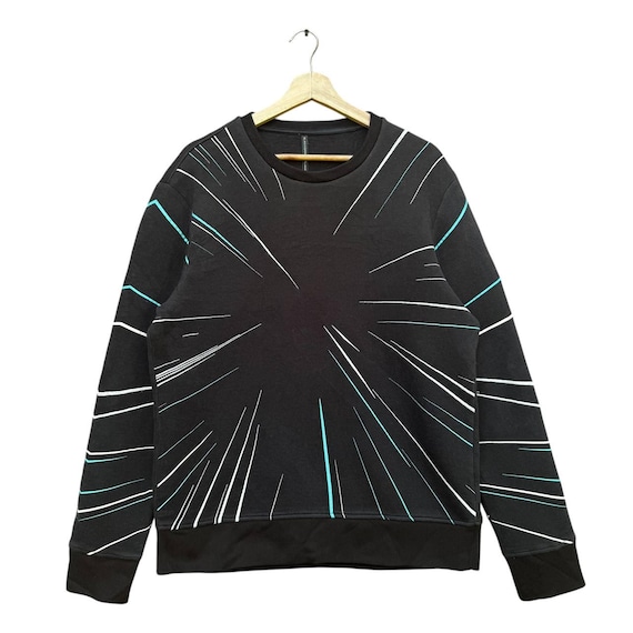 Neil Barrett, Vintage Blackbarrett by Neil Barrett Starburst Graphic Sweatshirt Black Pullover Crewneck