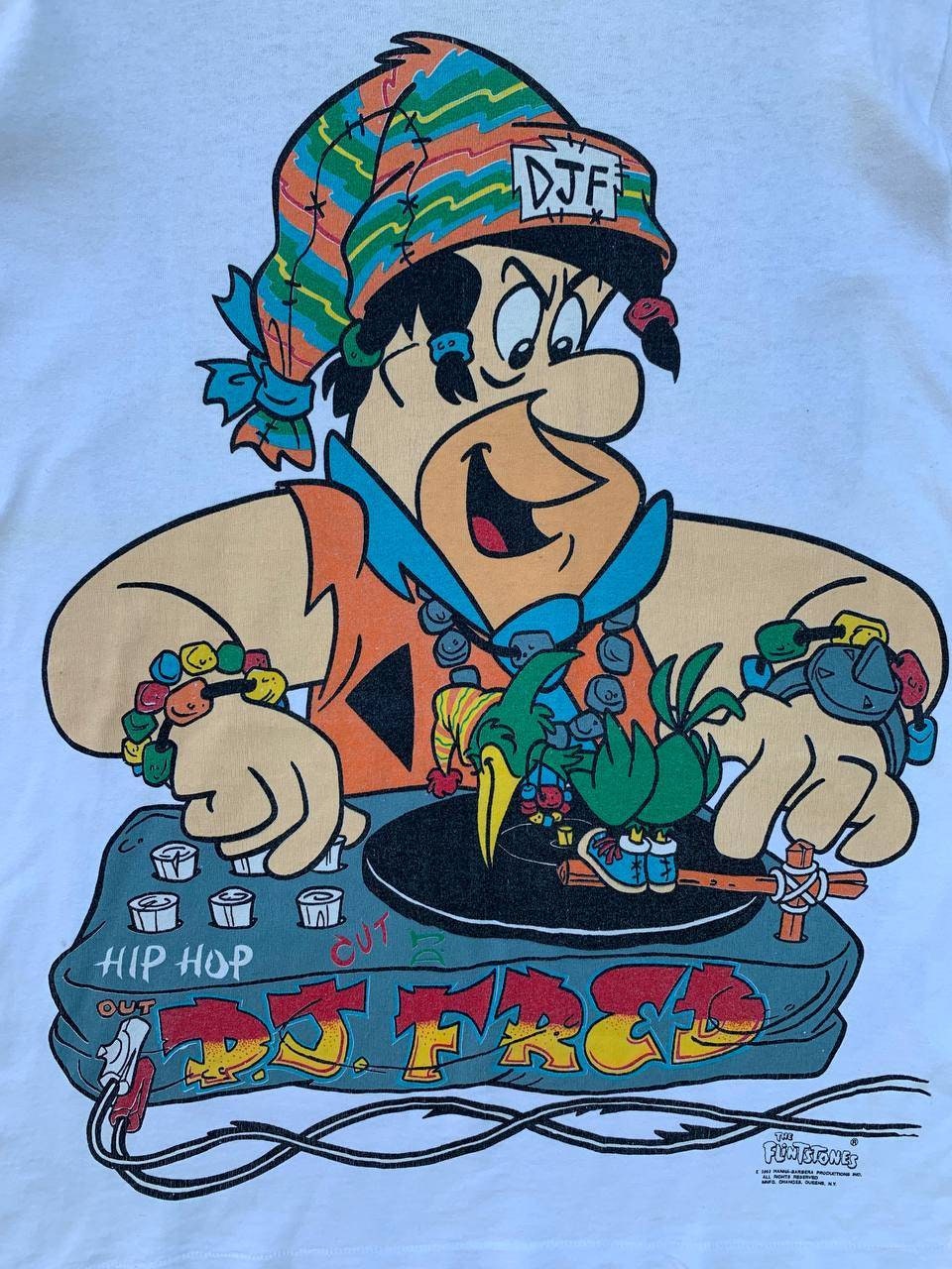 Vintage 1993 the Flintstones DJ Fred Bedrock Hip Hop Tshirt 90s
