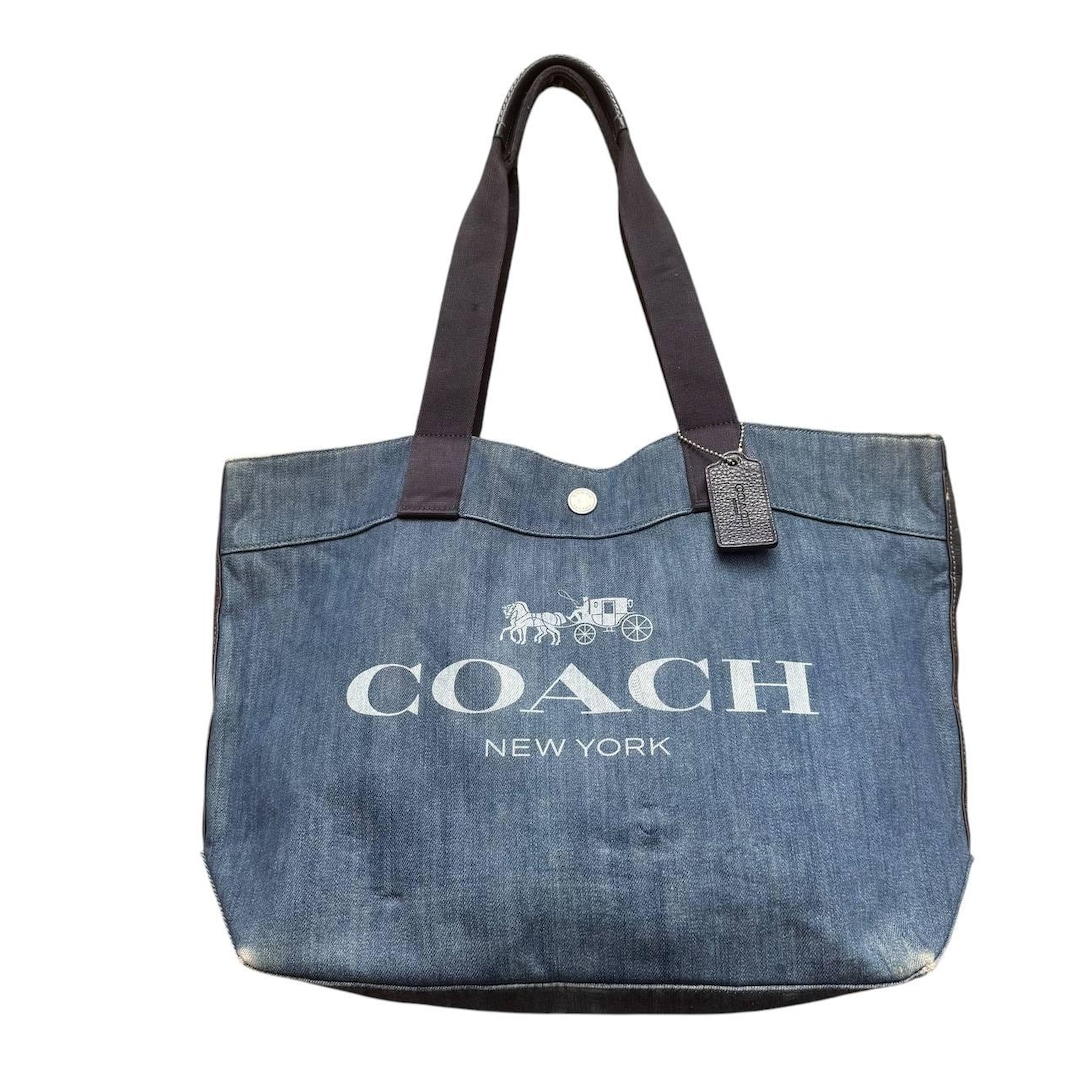 バッグ Y2K COACH Horse carriage tote bag Vintage Coach Denim Tote Bag With Horse and Carriage Logo,casual